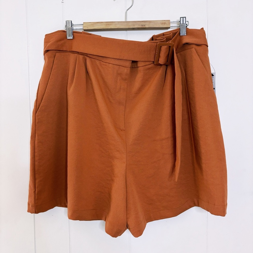 NWT Leith Burnt Orange Belted Shorts 2X